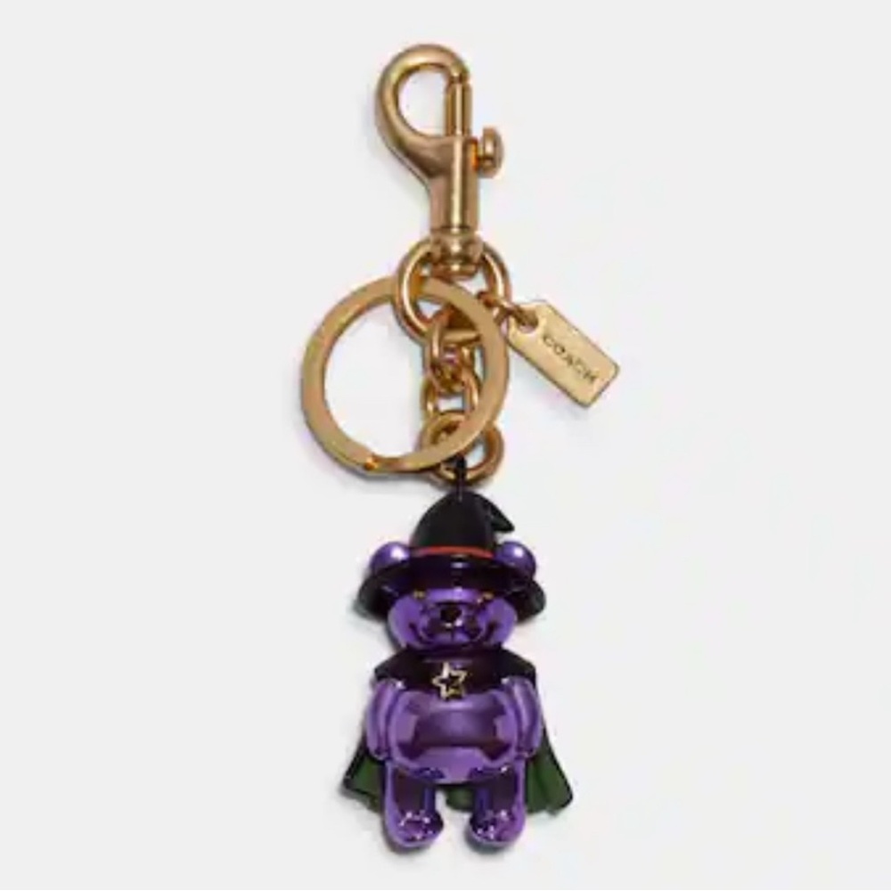 Coach Halloween Purple Witch Bear Bag Charm Keychain